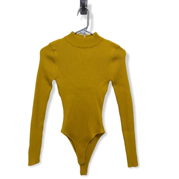 Yellow Backless Turtleneck Bodysuit - Picture 2 of 3
